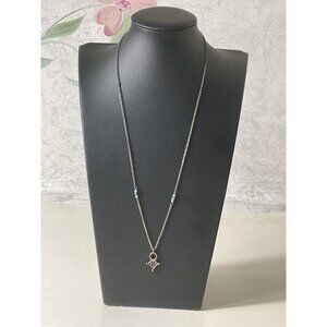 Silver Necklace With Ankh Pendant & Turquoise Beads